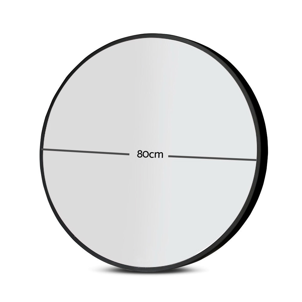 Hudson Round Wall Mirror – Black – 80 cm