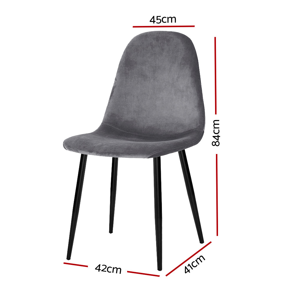 Slope Velvet Dining Chairs – Grey – Set of 4