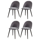 Dining Chairs Set of 4 Velvet Solid Curved Dark Grey