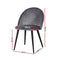4 x Velvet Dining Chairs – Solid Curved Back, Dark Grey