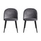 4 x Velvet Dining Chairs – Solid Curved Back, Dark Grey