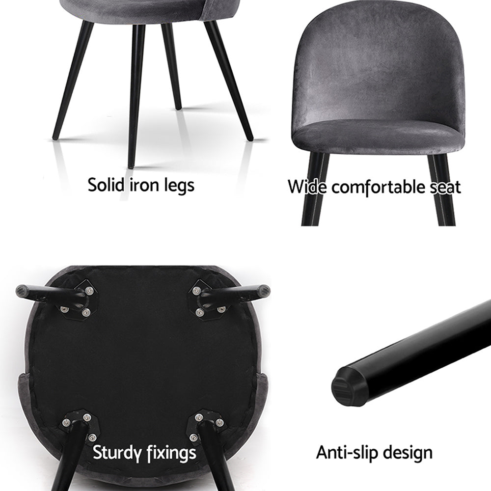 Serano Velvet Curved Back Dining Chairs – Dark Grey – Set of 4