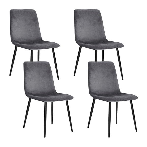 Artiss Dining Chairs Grey Velvet Set of 4 Lindsay