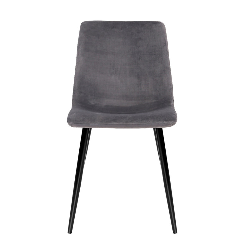 Set of 4 - Dining Chairs Velvet - Grey