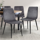 Set of 4 - Dining Chairs Velvet - Grey