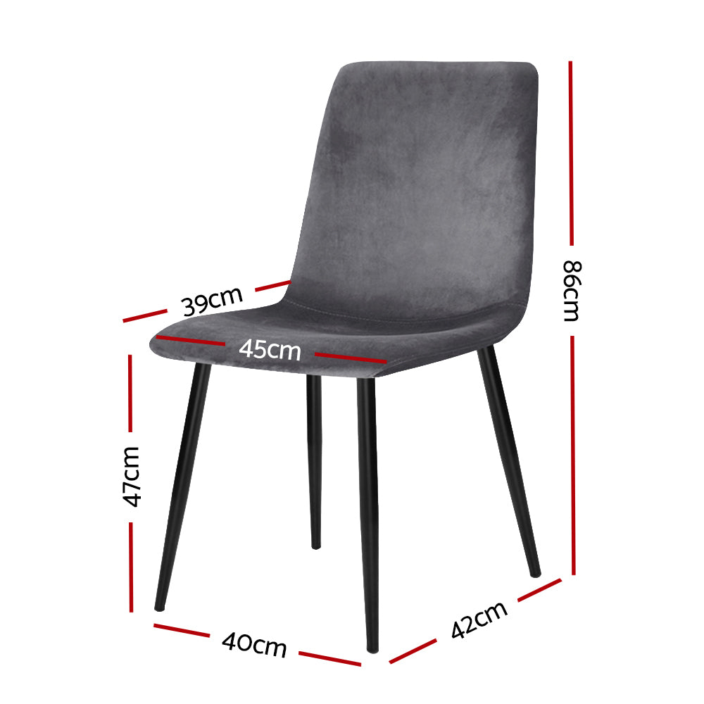 Marston Velvet Dining Chairs – Grey – Set of 4