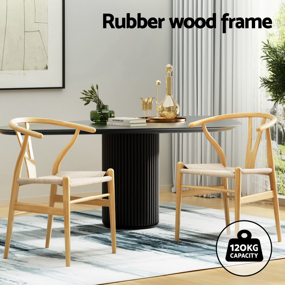 Willow Wishbone Dining Chairs – Brown / Wood – Set of 4