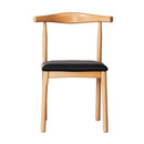 4 x Leather Dining Chairs – Rubber Wood, Black Seat
