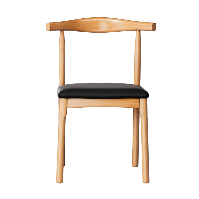 4 x Leather Dining Chairs – Rubber Wood, Black Seat