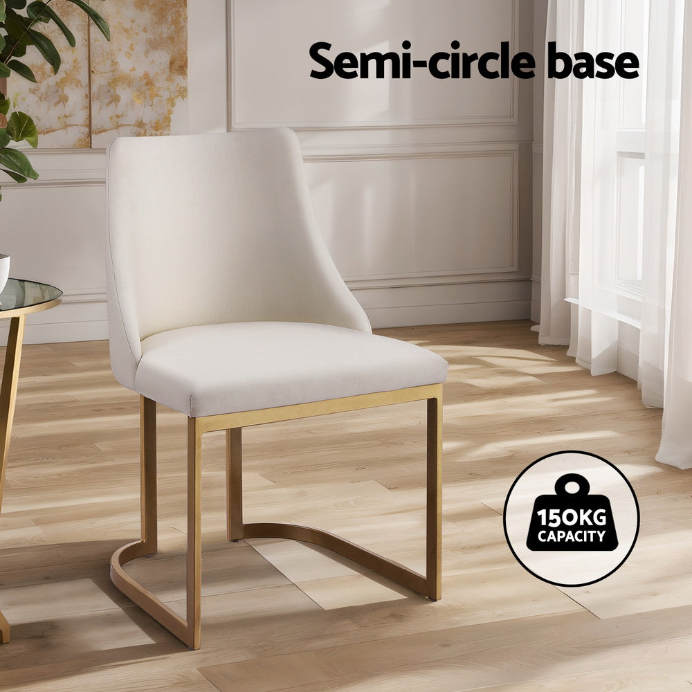 Balen Linen Dining Chairs – Beige – Set of 2