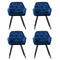4 x Velvet Armchairs – Diamond Tufted Back, Blue Finish