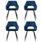 4 x Velvet Armchairs – Hollow Back, Blue Finish