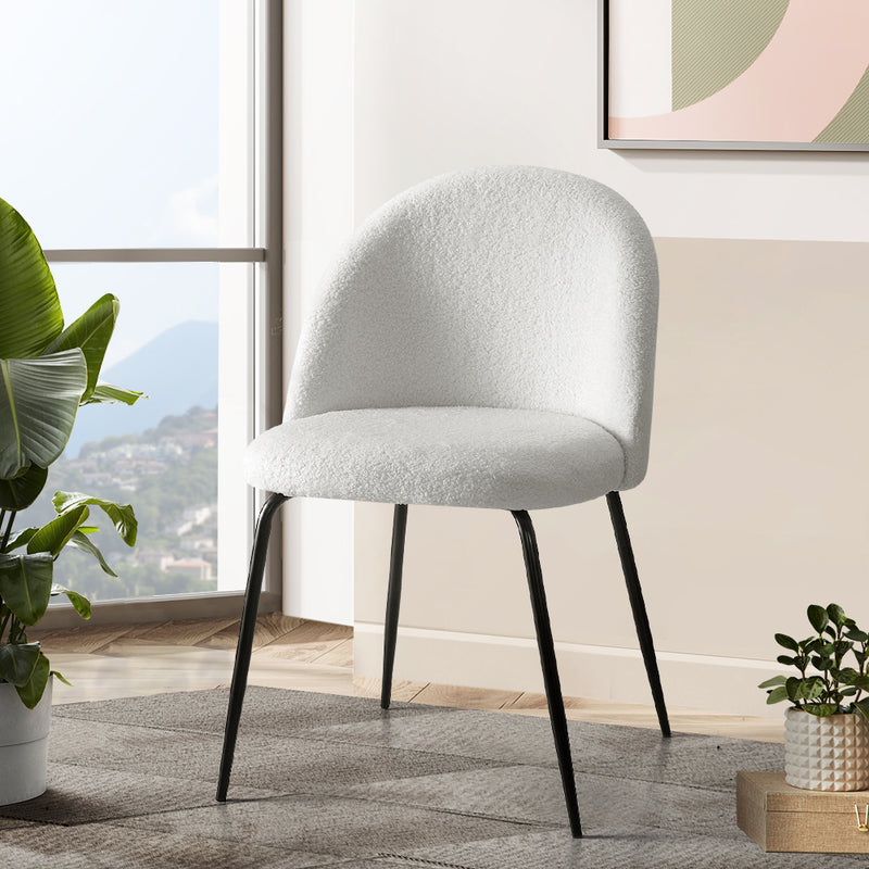 2 x Dining Chairs – Sherpa Boucle White