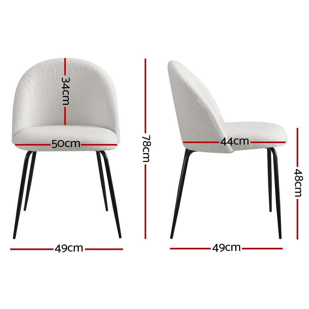 Valentino Dining Chairs – White Boucle – Set of 2
