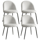 Dining Chairs Set of 4 Sherpa Boucle White