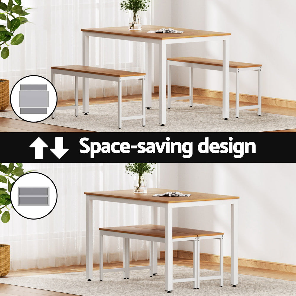 Harlow Dining Set – Natural & White – 3 Piece