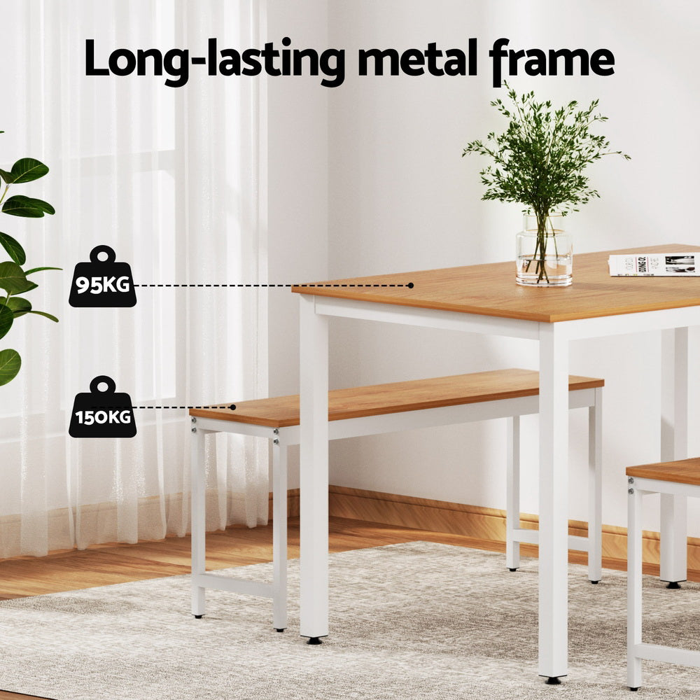 Harlow Dining Set – Natural & White – 3 Piece