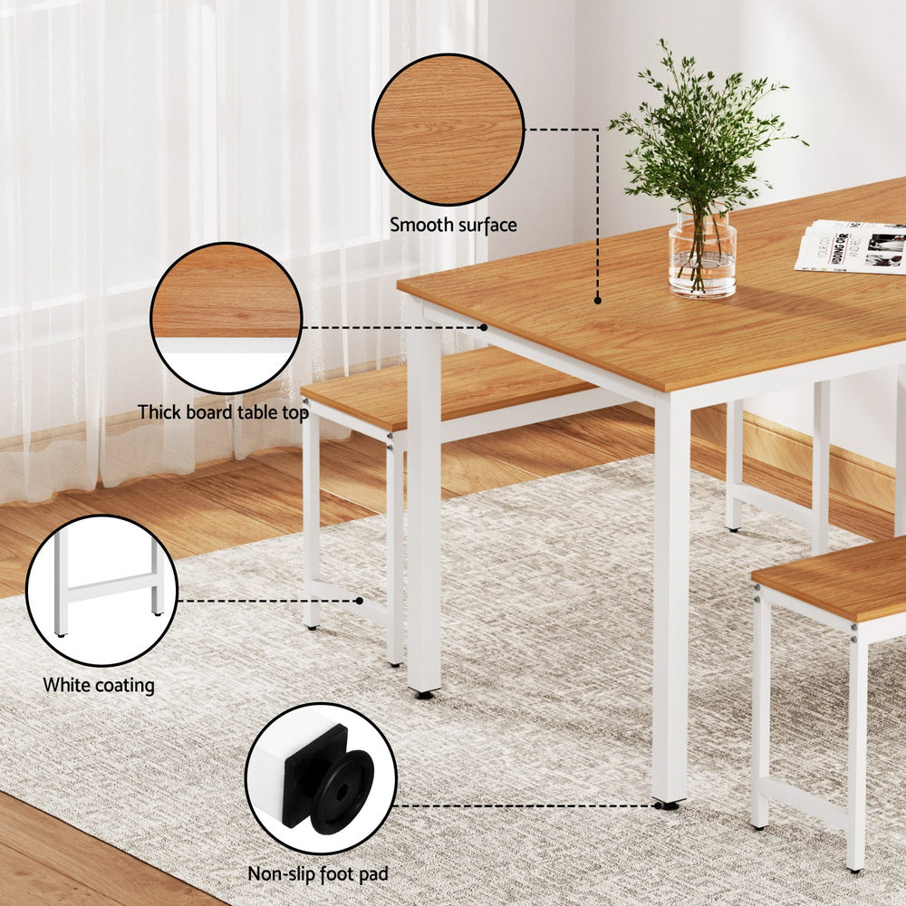 Harlow Dining Set – Natural & White – 3 Piece