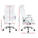 8 Point Leather Massage Office Chair - White