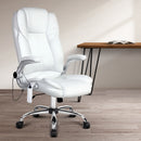 8 Point Leather Massage Office Chair - White