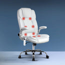 8 Point Leather Massage Office Chair - White