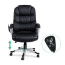8 Point Leather Massage Office Chair w/Heated Seat - Black