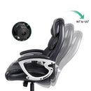 8 Point Leather Massage Office Chair w/Heated Seat - Black