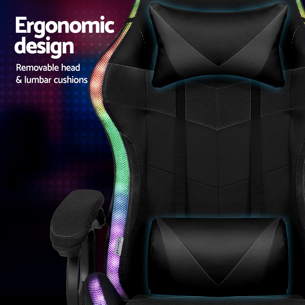 Nexus Gaming Chair with RGB LED & Massage – Black – Standard