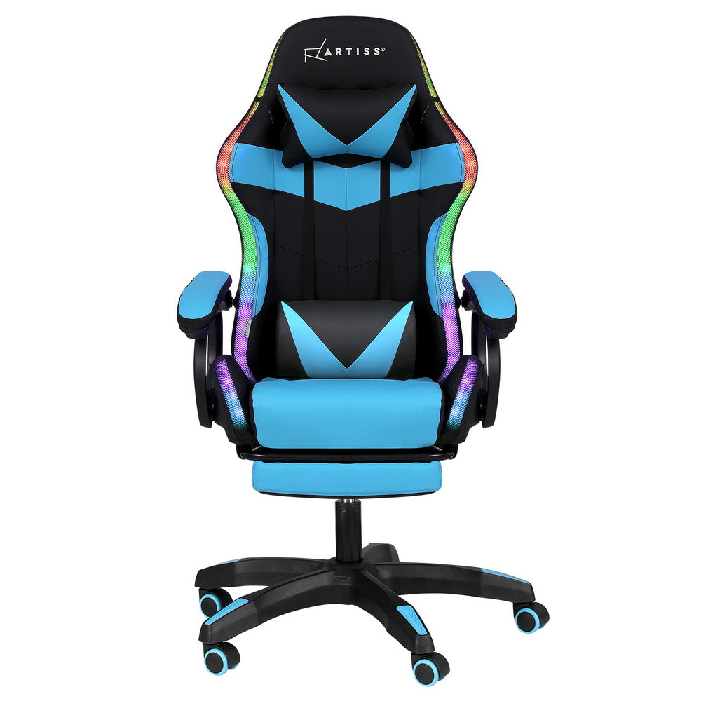 Nexus Gaming Chair with RGB LED & Massage – Cyan – Standard