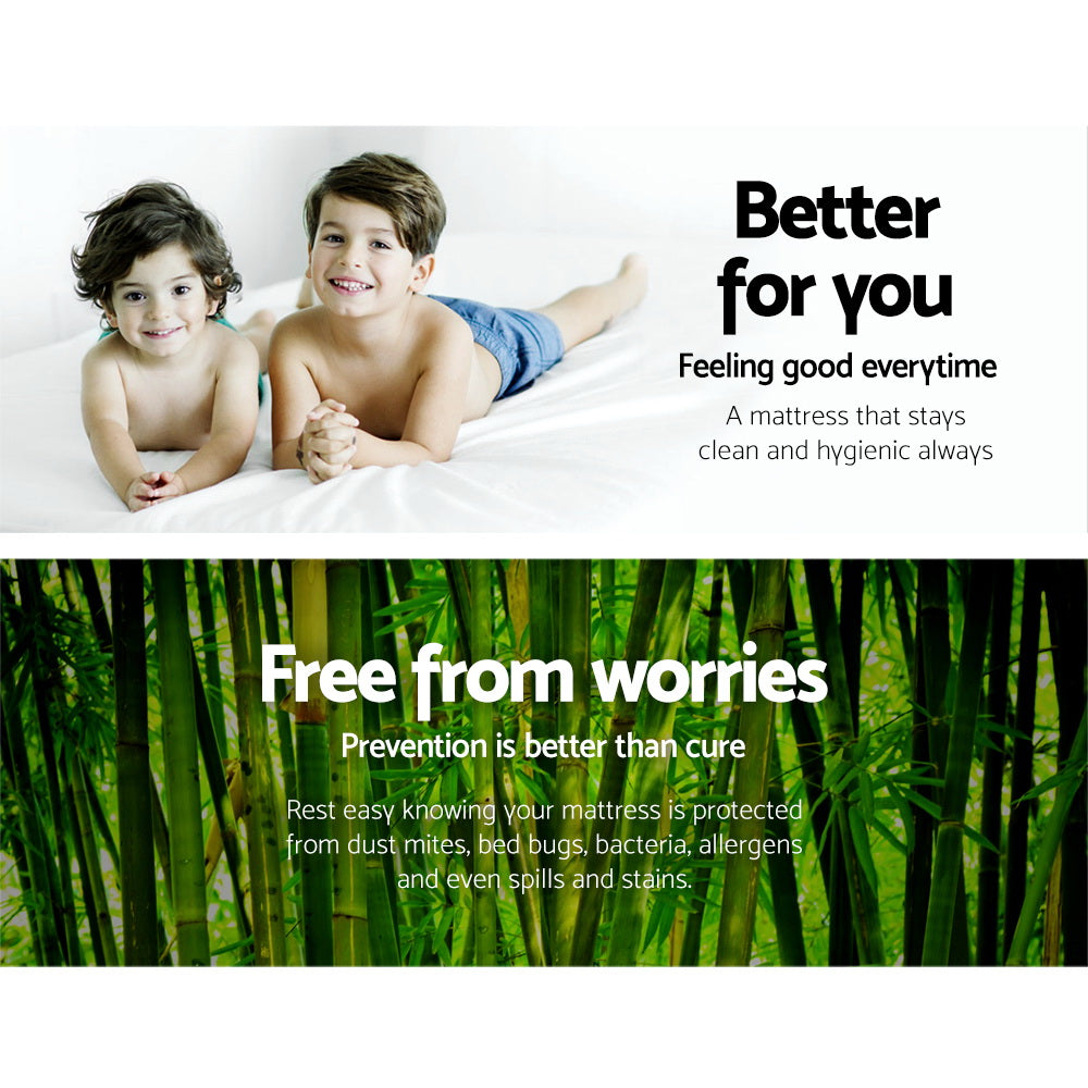 Bambara Bamboo Mattress Protector – White – Single