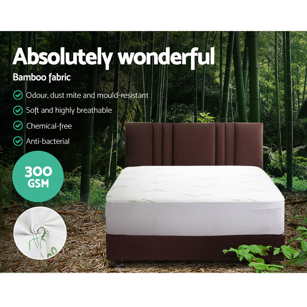 Bambara Bamboo Mattress Protector – White – Single