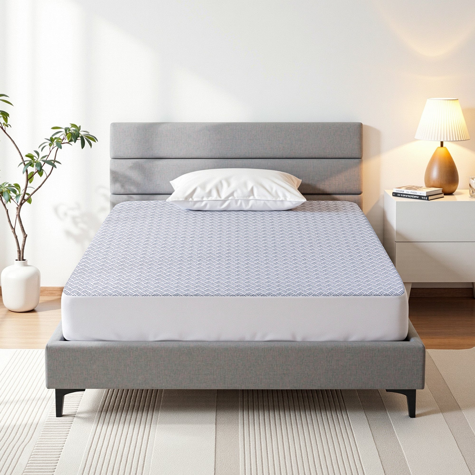 Giselle Cooling Mattress Protector Waterproof Deep Pocket Fitted Cover – King Single