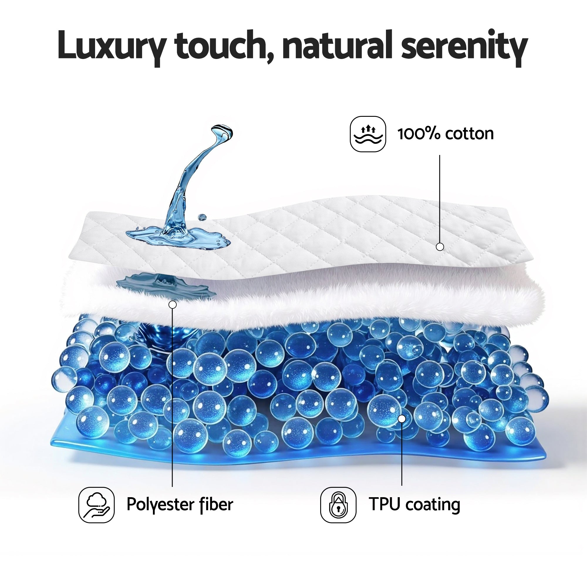 Calderon Cotton Quilted Mattress Protector – White – King Single
