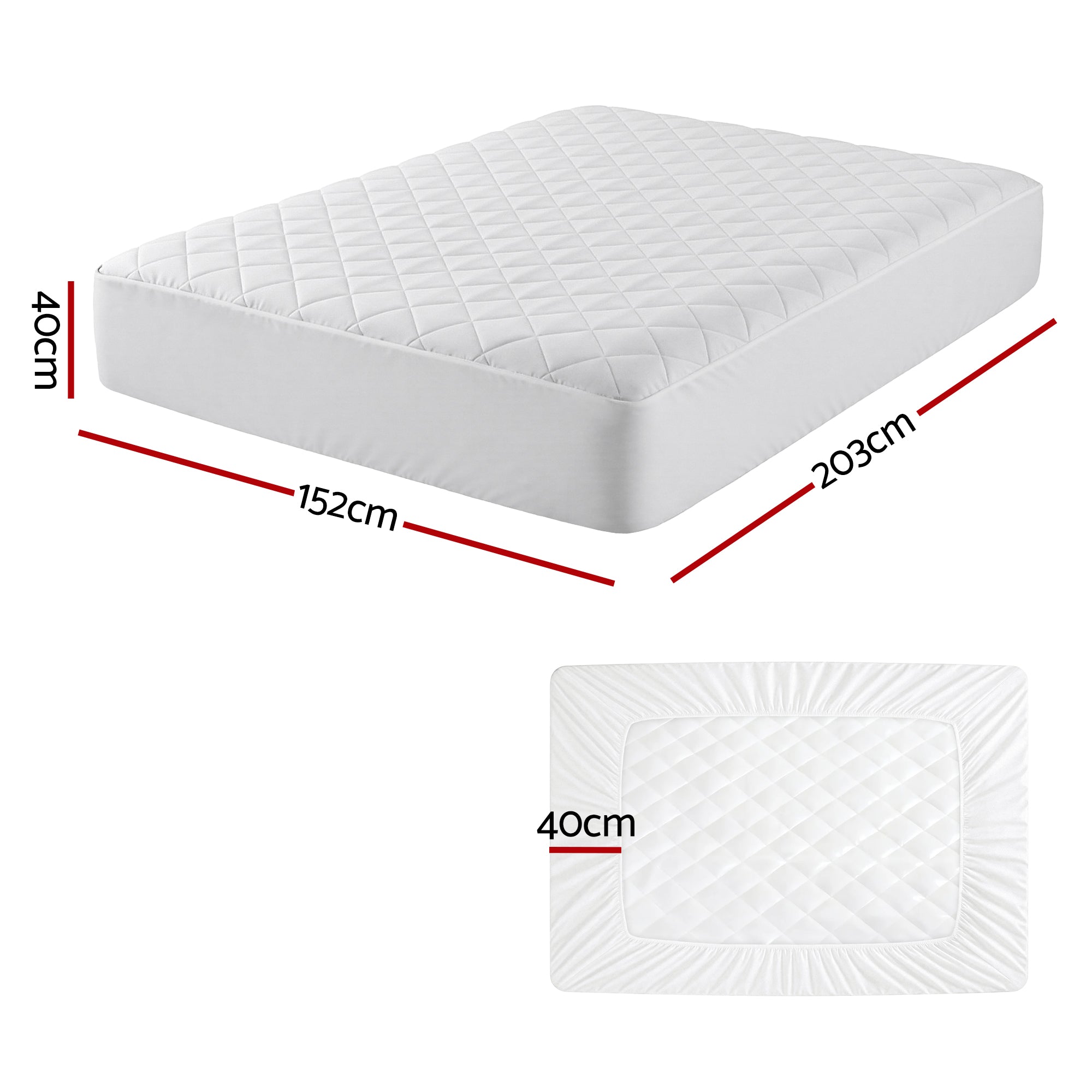 Calderon Cotton Quilted Mattress Protector – White – Queen