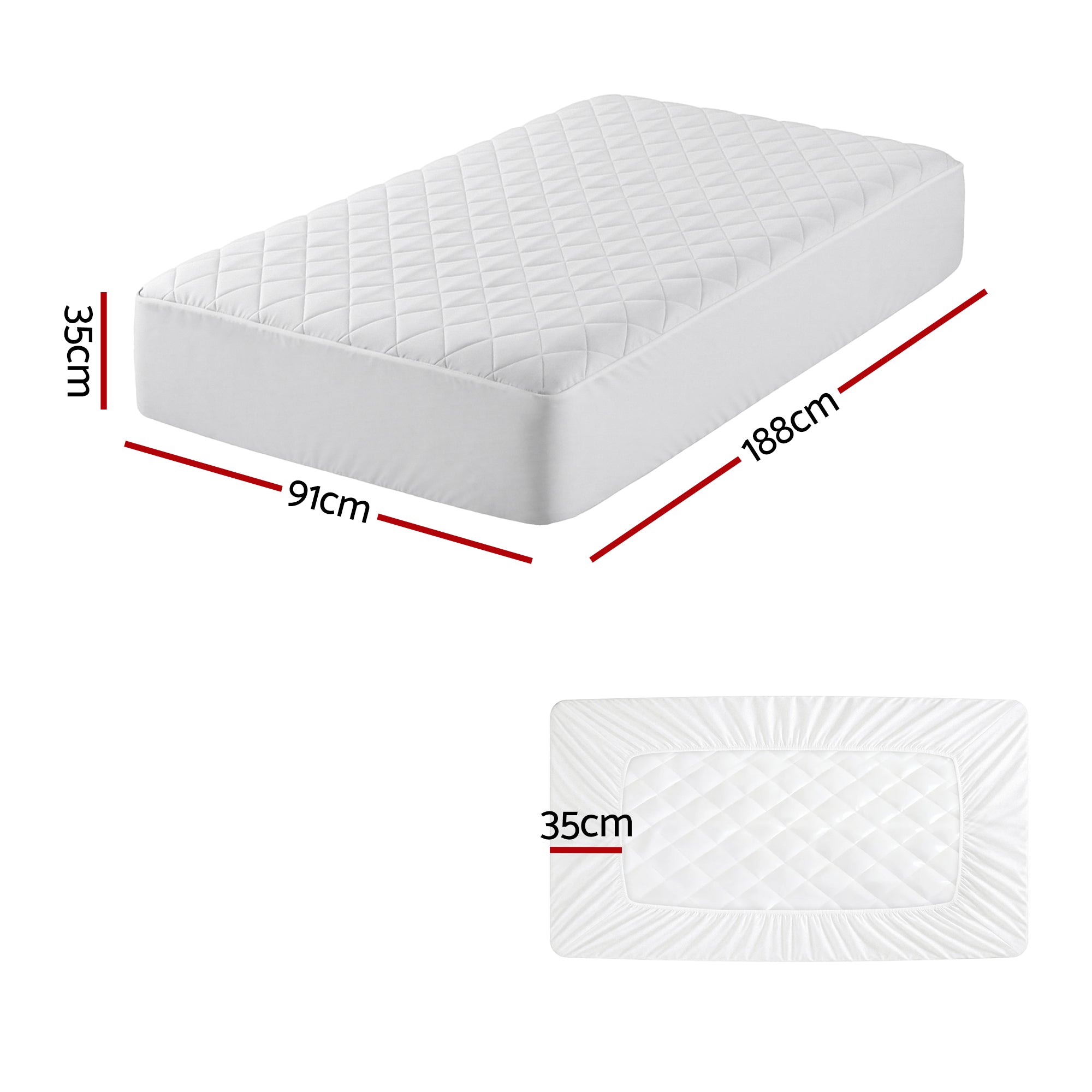 Calderon Cotton Quilted Mattress Protector – White – Single