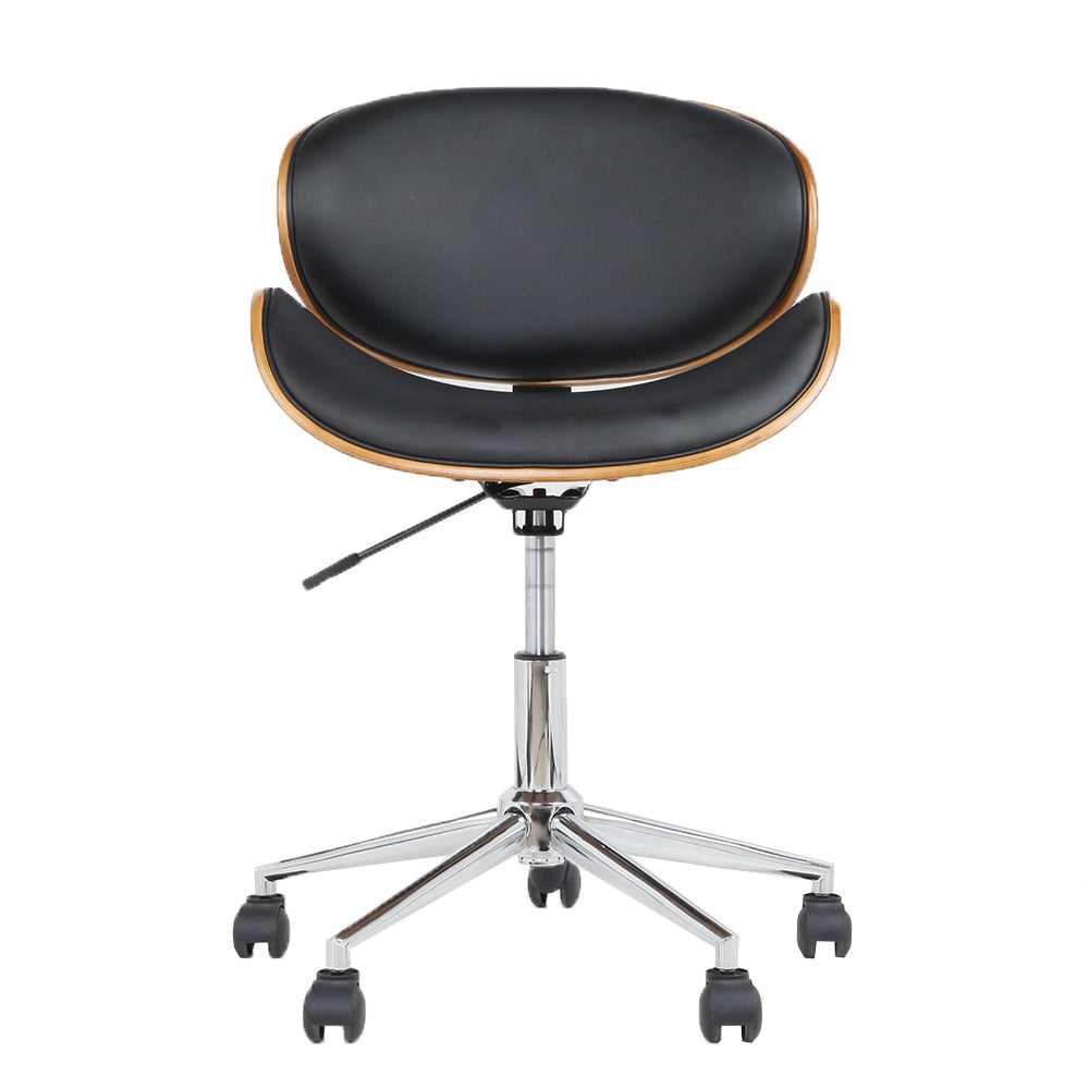 Alderon Wooden Leather Office Chair – Black