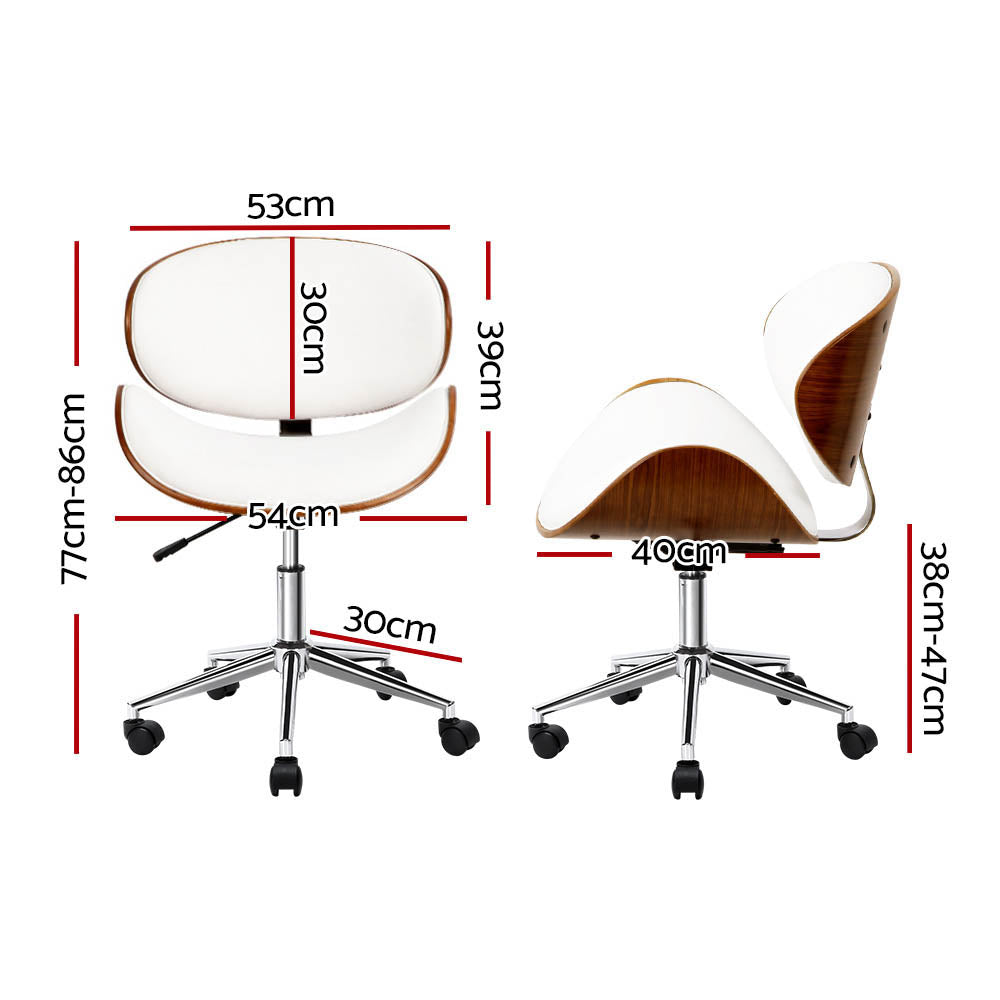 Camden Wooden Office Chair – White & Brown – 86 cm