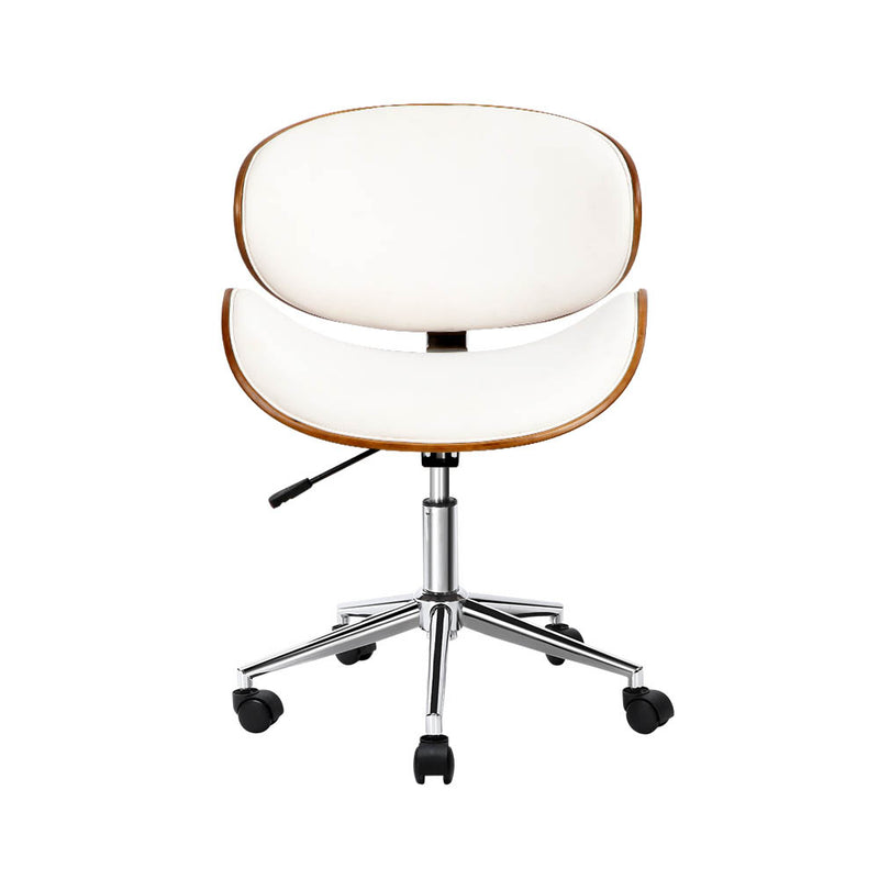 Wooden & Leather Office Chair - White