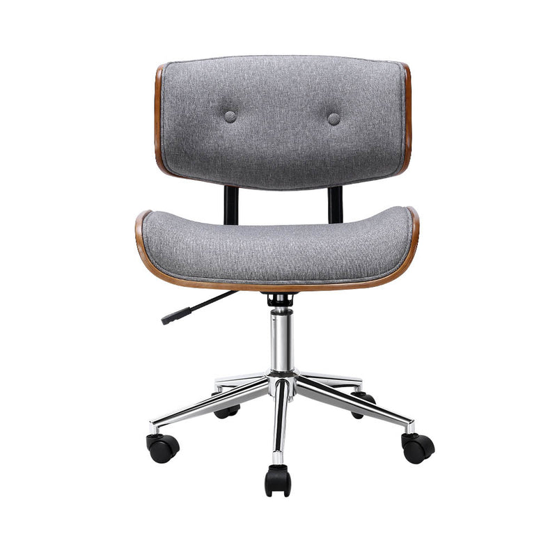 Wooden Fabric Office Chair - Grey