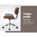 Wooden Fabric Office Chair - Grey