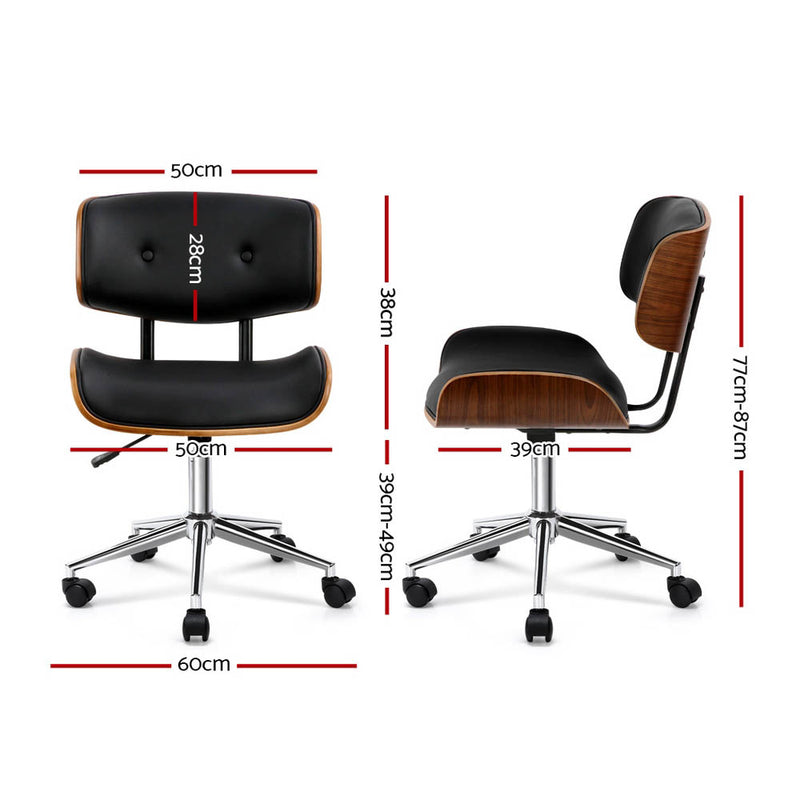 Wooden & Fabric Office Chair - Black