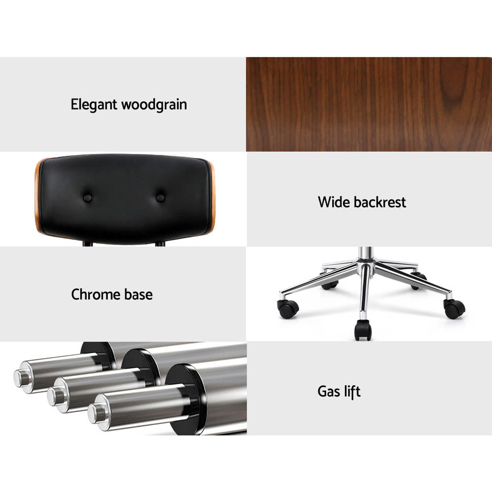 Baxter Wooden Office Chair – Black & Brown – 82 cm