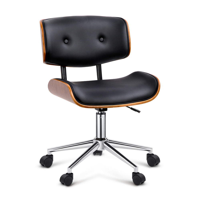 Wooden & Fabric Office Chair - Black