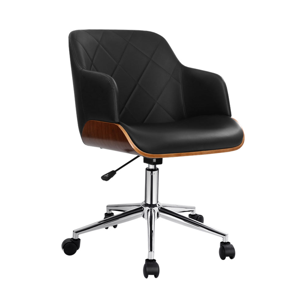 Rowan Wooden Office Chair Fabric Seat Black
