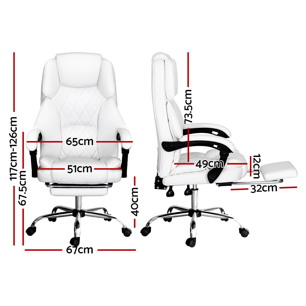 Flexi Executive Office Chair with Footrest – White – Standard