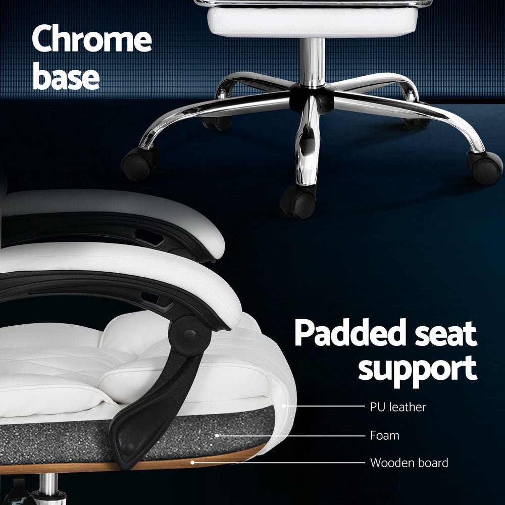 Flexi Executive Office Chair with Footrest – White – Standard
