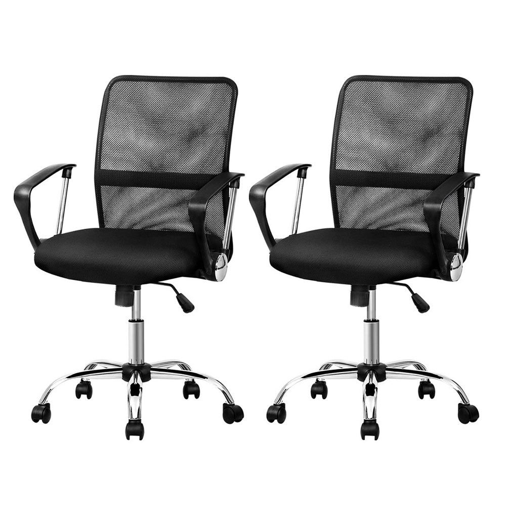 Nova 2x Mesh Office Chair Mid Back Black