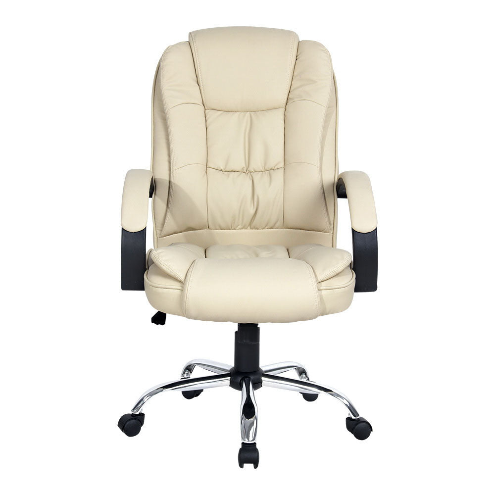 Hudson Leather Office Chair with Tilt – Beige