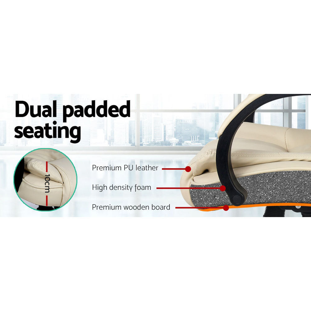 Hudson Leather Office Chair with Tilt – Beige