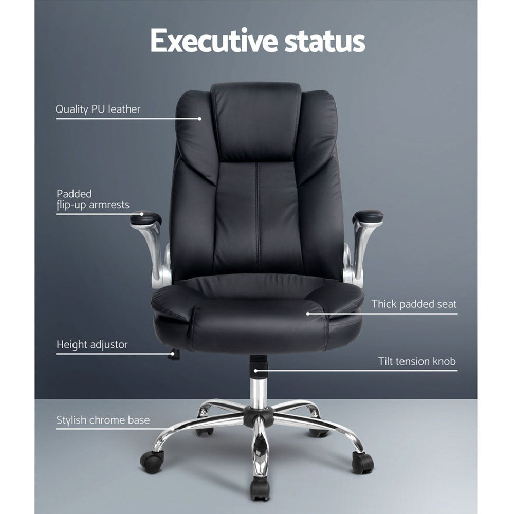 Marston Leather Office Chair with Tilt – Black